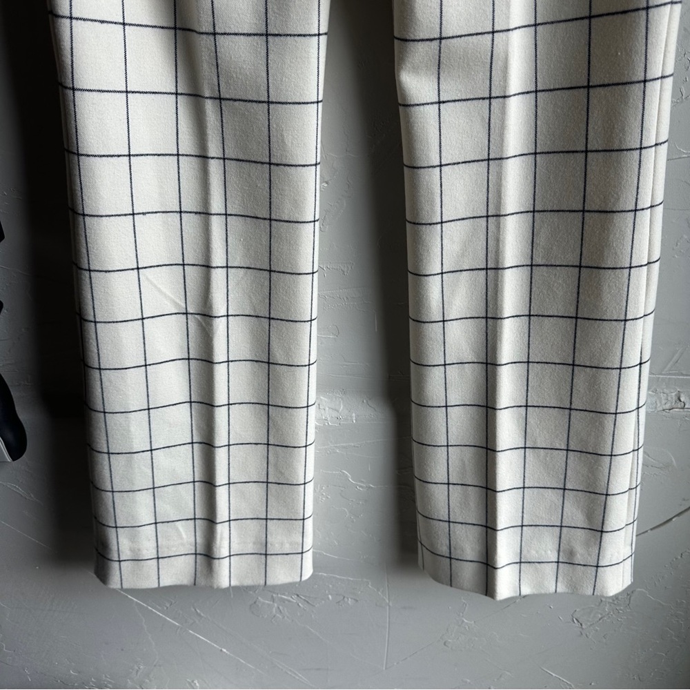 Derek Lamb 10 Crosby Ivory & Blue Plaid High Rise Straight Leg Trousers Sz 4 - Picture 8 of 12